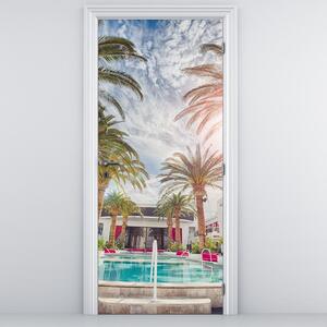 Fototapeta na dveře - palmy s bazénem (95x205cm)