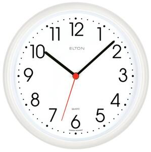 ELTON Kulaté plastové nástěnné hodiny české výroby Elton Minor – bílé E21.4757.00.000742