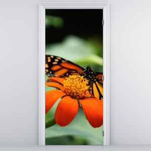Fototapeta na dveře - Motýl na květině (95x205cm)