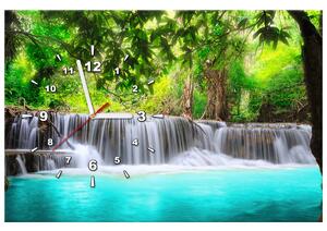 Obraz s hodinami Nádherný vodopád v Thajsku Rozměry: 30 x 30 cm