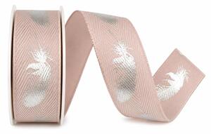Stuha bavlněná FEATHER PINK pastelově růžová 25mm x 2m (8,-Kč/m)