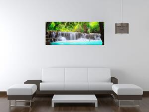 Obraz s hodinami Nádherný vodopád v Thajsku Rozměry: 60 x 40 cm