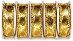 5x Stuha zlatá CELEBRATION GOLD lesklá 5x (15mm x 3m) 8,-Kč/ks!
