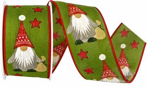 Stuha vánoční bavlněná CHRISTMAS ELF GREEN zelená 40mm x 2m (14,-Kč/m)