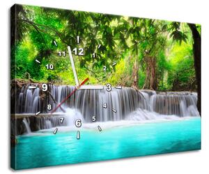 Obraz s hodinami Nádherný vodopád v Thajsku Rozměry: 30 x 30 cm