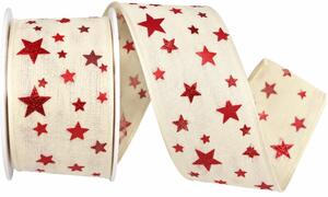 Stuha vánoční TWILIGHT STARS CREAM krémová 40mm x 2m (14,-Kč/m)