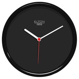 ELTON Kulaté plastové nástěnné hodiny české výroby Elton Pure – černé E21.4768.90.163376