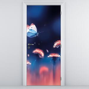 Fototapeta na dveře - Pampelišky s modrým motýlem (95x205cm)