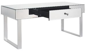 Zrcadlový konferenční stolek se zásuvkou stříbrný NESLE