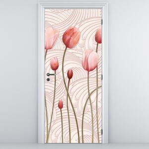 Fototapeta na dveře - Růžové tulipány (95x205cm)