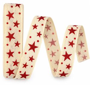 Stuha vánoční STAR MAGIC CREAM krémová 25mm x 3m