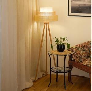 Brilagi - Stojací lampa CEDAR LUNETA 1xE27/15W/230V ratan/hnědá/krémová