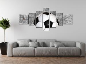 Obraz s hodinami Fotbalový míč - 7 dílný Rozměry: 160 x 70 cm