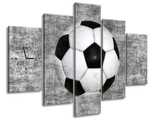 Obraz s hodinami Fotbalový míč - 5 dílný Rozměry: 150 x 105 cm