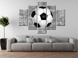 Obraz s hodinami Fotbalový míč - 5 dílný Rozměry: 150 x 105 cm