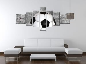 Obraz s hodinami Fotbalový míč - 7 dílný Rozměry: 160 x 70 cm