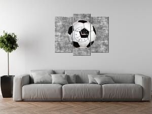 Obraz s hodinami Fotbalový míč - 3 dílný Rozměry: 90 x 70 cm