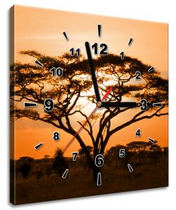 Obraz s hodinami Nádherná africká země Rozměry: 30 x 30 cm