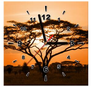 Obraz s hodinami Nádherná africká země Rozměry: 30 x 30 cm