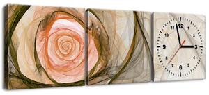 Obraz s hodinami Nádherná růže fraktál - 3 dílný Rozměry: 90 x 70 cm