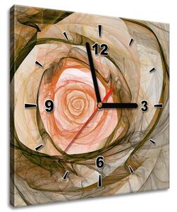 Obraz s hodinami Nádherná růže fraktál Rozměry: 100 x 40 cm