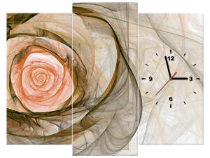 Obraz s hodinami Nádherná růže fraktál - 3 dílný Rozměry: 90 x 30 cm