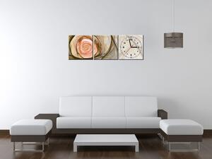 Obraz s hodinami Nádherná růže fraktál - 3 dílný Rozměry: 80 x 40 cm