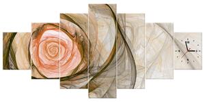 Obraz s hodinami Nádherná růže fraktál - 7 dílný Rozměry: 210 x 100 cm