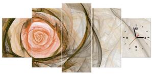 Obraz s hodinami Nádherná růže fraktál - 5 dílný Rozměry: 150 x 70 cm