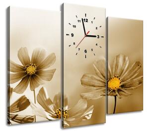 Obraz s hodinami Květnatá krása - 3 dílný Rozměry: 90 x 30 cm