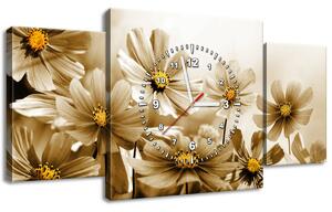 Obraz s hodinami Květnatá krása - 3 dílný Rozměry: 90 x 70 cm