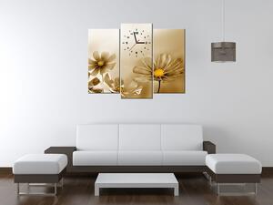 Obraz s hodinami Květnatá krása - 3 dílný Rozměry: 30 x 90 cm