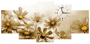 Obraz s hodinami Květnatá krása - 5 dílný Rozměry: 150 x 70 cm