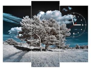 Obraz s hodinami Záhadné silné stromy - 3 dílný Rozměry: 90 x 70 cm