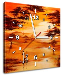 Obraz s hodinami Nádherná Afrika Rozměry: 30 x 30 cm