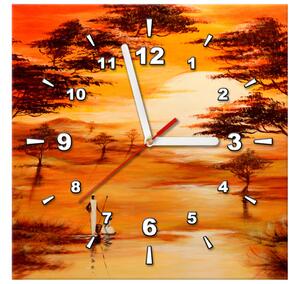Obraz s hodinami Nádherná Afrika Rozměry: 100 x 40 cm
