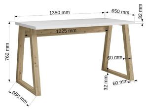 Psací stůl IWO, 135x76,2x65, dub artisan/bílá