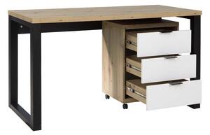 Psací stůl MARO 2, 135x76,2x65, dub artisan/černá/bílá