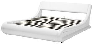 Bílá kožená postel s úložištěm 180x200 cm AVIGNON