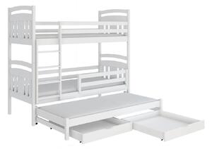 - Patrová postel se šuplíky a přistýlkou IANDA - 90x190, bílá
