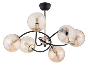 Lustr na tyči AURORA 6xE14/10W/230V černá/zlatá