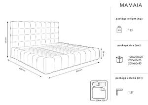 Černá sametová dvoulůžková postel MICADONI Mamaia 200 x 200 cm s úložným prostorem
