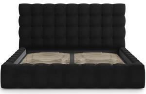 Černá sametová dvoulůžková postel MICADONI Mamaia 200 x 200 cm s úložným prostorem