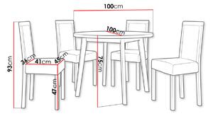 Kulatý jídelní stůl se 4 židlemi SILLE 7 - dub sonoma / bílý / hnědý
