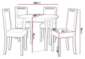 Kulatý jídelní stůl se 4 židlemi SILLE 8 - bílý / béžový