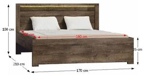 Manželská postel z tmavého jasanu s výraznou reliéfní kresbou TK210