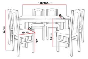 Rozkládací jídelní stůl s 6 židlemi SILLE 12 - bílý / hnědý