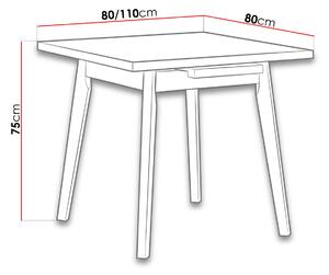 Rozkládací jídelní stůl 80x80 cm AMES 2 - bílý / dub sonoma