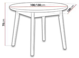 Kulatý rozkládací stůl do jídelny 100 cm ANGLETON 4 - bílý / dub sonoma