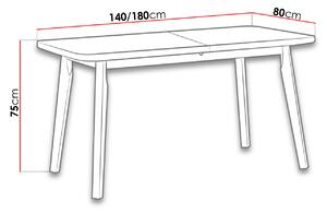 Rozkládací stůl do jídelny 140x80 cm AMES 6 - bílý / černý